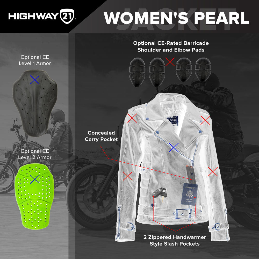 HIGHWAY 21 Women's Pearl Jacket, Stylish Genuine Leather Jacket