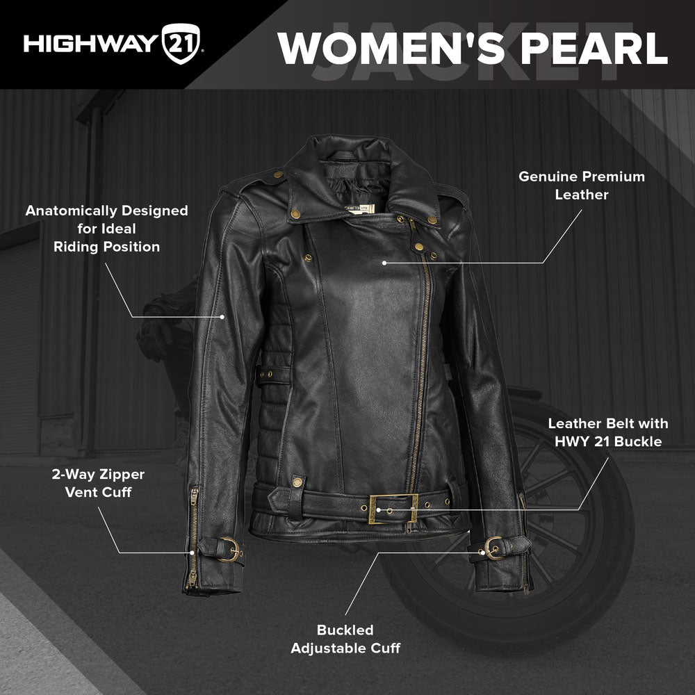 HIGHWAY 21 Women's Pearl Jacket, Stylish Genuine Leather Jacket