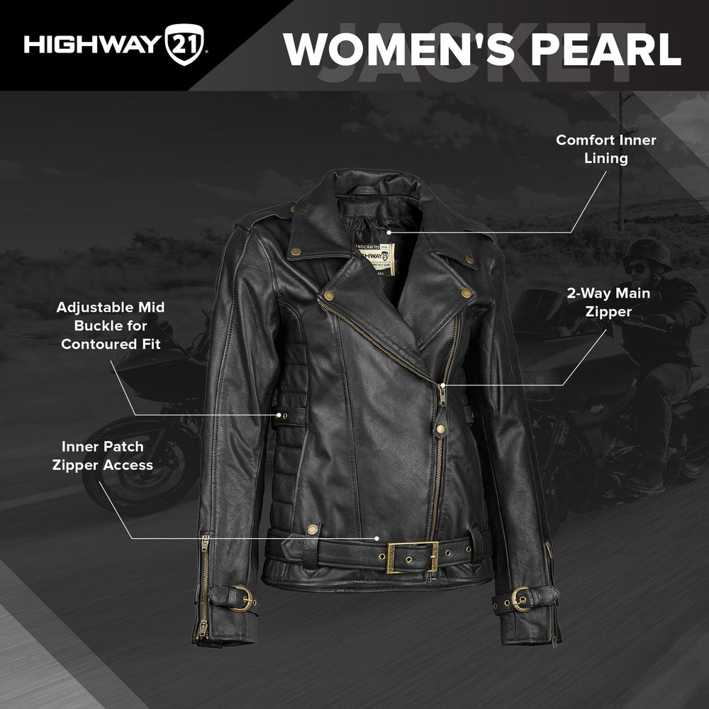 HIGHWAY 21 Women's Pearl Jacket, Stylish Genuine Leather Jacket