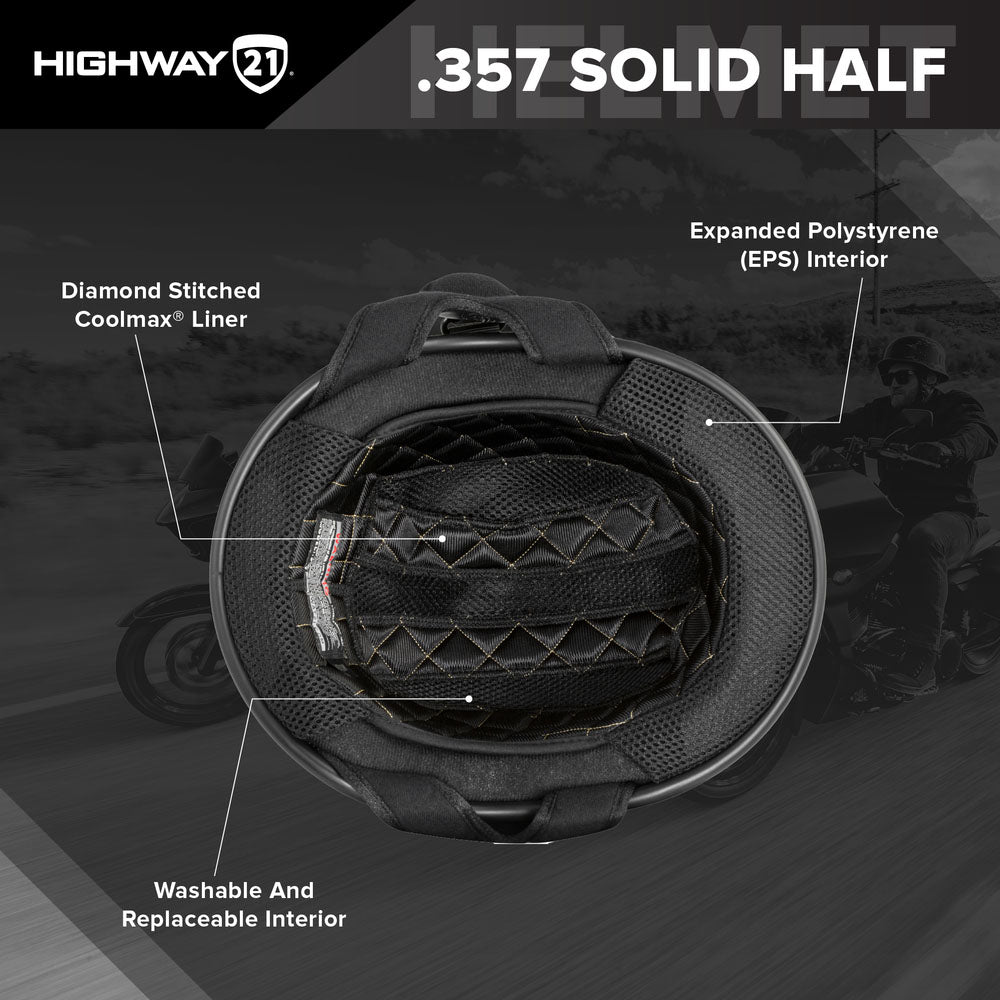 HIGHWAY 21 0.357 Motorcycle Half Helmet, Gloss Black