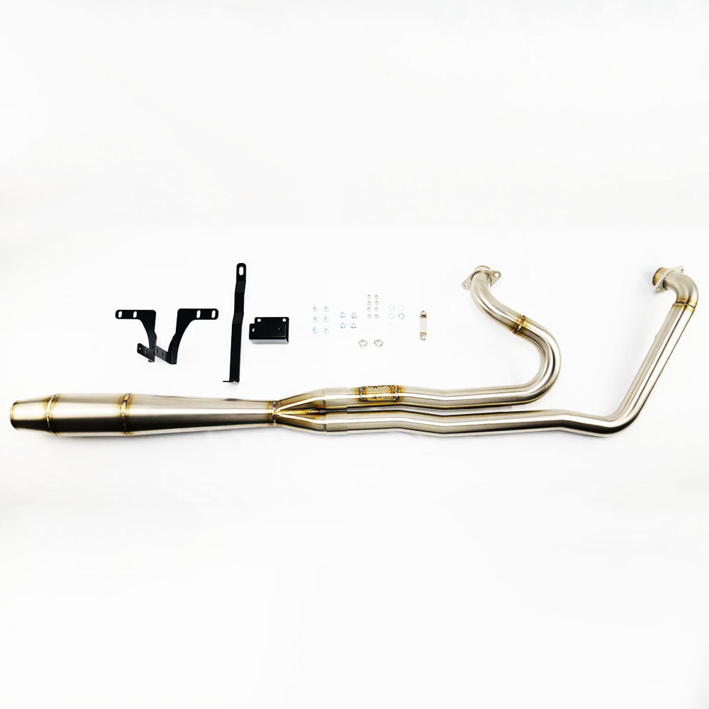 SAWICKI Indian Challenger Full Length Exhaust Brushed SS W/ Welded End Cap - 930-01310