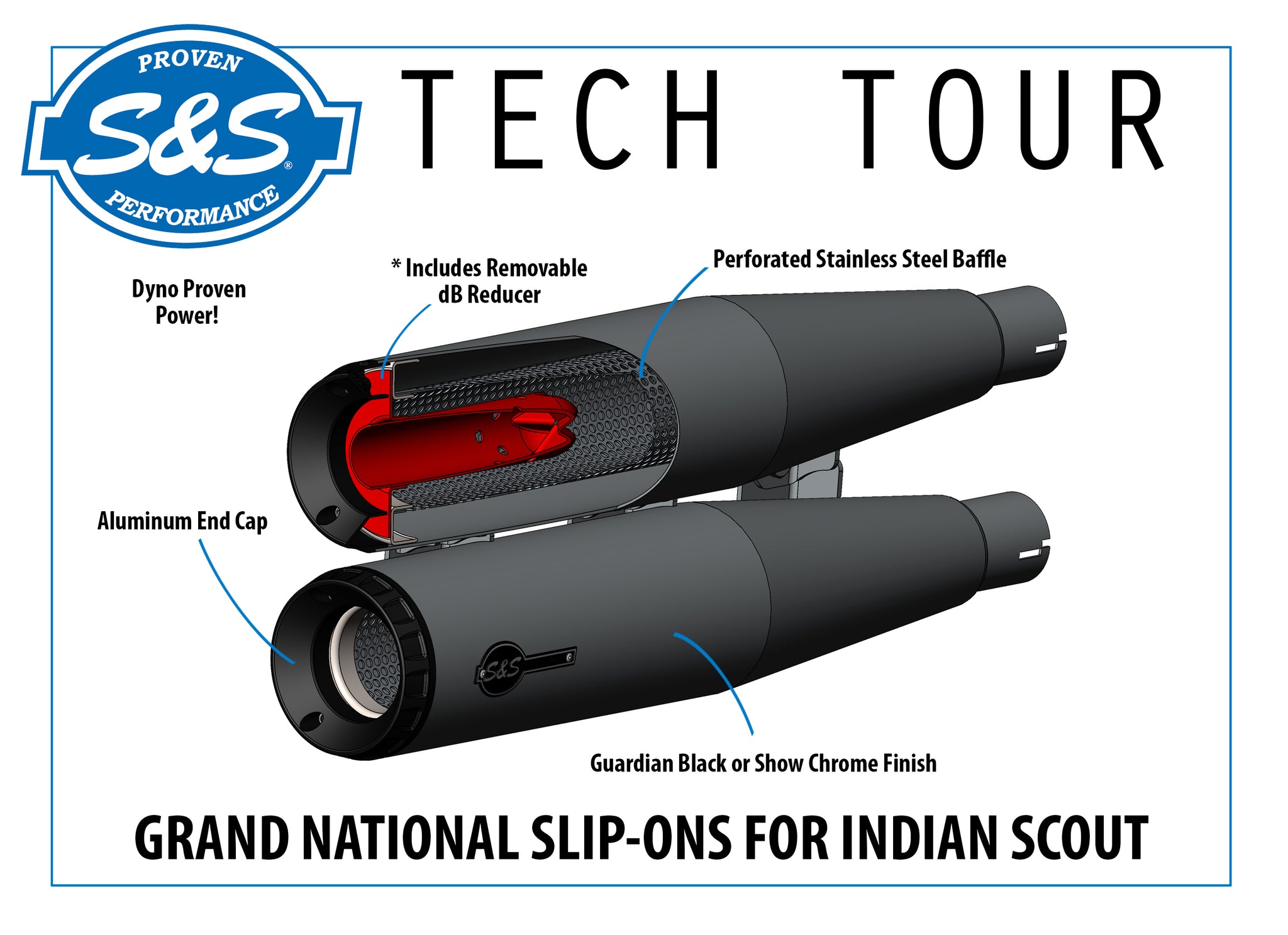S&S Cycle Grand National Slip-on Mufflers, Scout